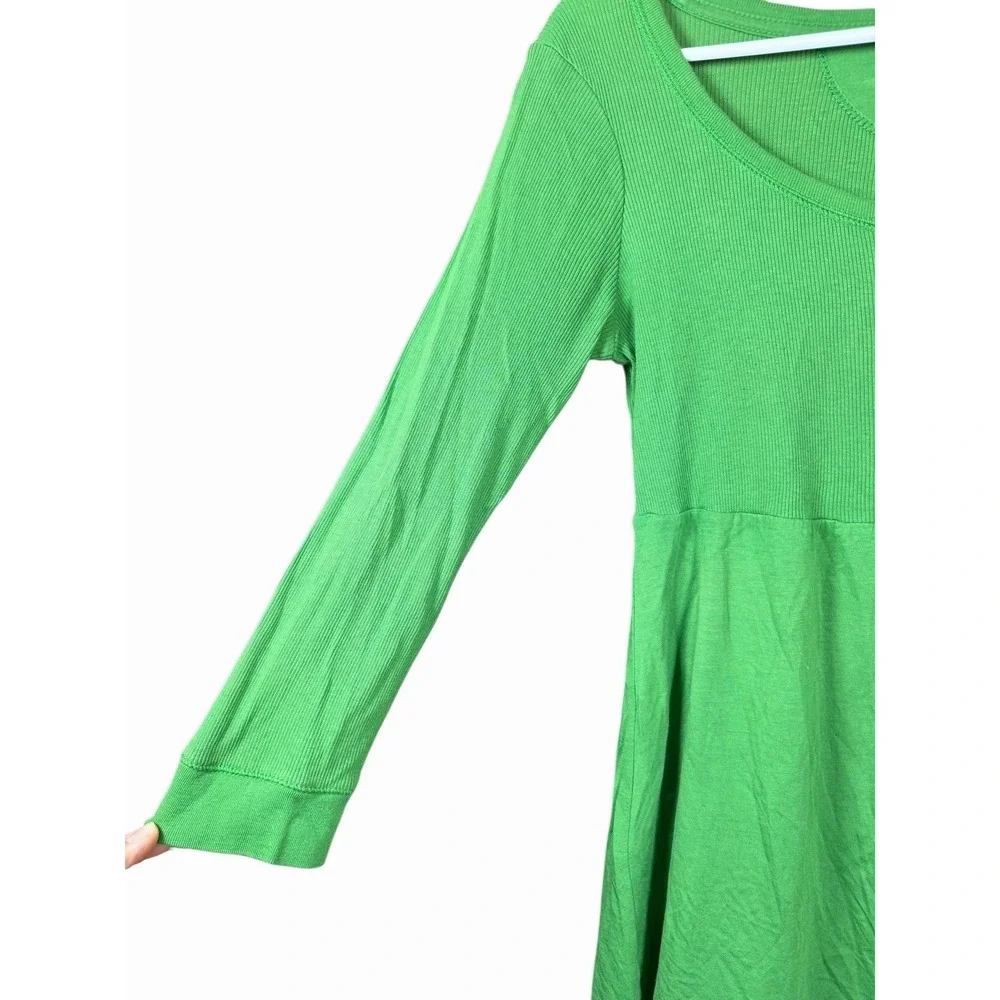 GAP Y2K Scoop Neck Babydoll Top Green‎ Ribbed Cotton Modal Women's S Henley - Picture 6 of 12